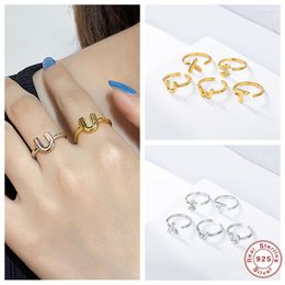 Cluster Rings Aide 925 Sterling Silver Minimalist Adjustable Opening Initials Name Alphabet Female Finger Party Anillos JewelryCluster