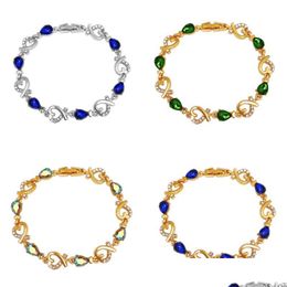Charm Bracelets Lady Love Heart Bracelet Jewellery Plated Gold Women Inlay Crystal Fashion Bangles Valentines Day Gift 2 85Qm J2 Drop Dhgci
