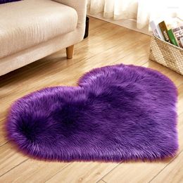 Carpets Multi-color Love Imitation Wool Heart-shaped Floor Mat Plush Carpet Bedroom Bedside Rug Living Room Coffee Table Sofa