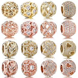 925 Sterling Silver Dangle Charm Women Beads High Quality Jewelry Gift Wholesale Real Rose Gold Inner Radiance Open You Heart Galaxy Bead Fit Pandora Bracelet DIY