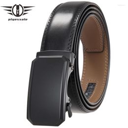 Belts Plyesxale 3.5cm Width Mens Belt Automatic Buckle Fashion Designer Genuine Leather For Men Casual Suit Pants Strap B1054