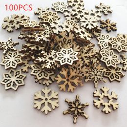 Christmas Decorations 100pcs Natural Wood Craft Pendant Hanging Ornament Reindeer Xmas Tree Snowflakes Year Decor Home