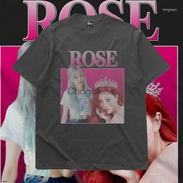 Men's T Shirts ROSE BLACK PINK RAP TEE VINTAGE S-SHIRT