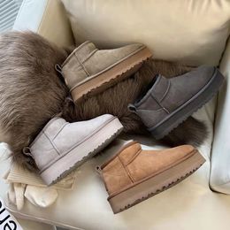 Stivali Ultra Mini Platform Designer uggssy Donna Inverno Caviglia Australia Neve Fondo spesso Stivaletti caldi e soffici in vera pelle con pelliccia