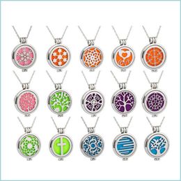 Pendant Necklaces Stainless Steel Essential Oil Diffuser Necklaces Glow In The Dark Aromatherapy Locket Pendant Sier Chain For Women Dhfyn