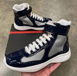 الأحذية الرياضية الفاخرة العلامة التجارية America Cup High Top Sneakers Men's Shoes Rubber Sole Disual Walking Fabric Patent Leather Leather Outdoor Running EU38-46