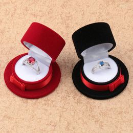 Jewellery Pouches 2 Pieces Lovely Velvet Gift Box Top Hat Wedding Ring Necklace Case Earrings Holder For Display