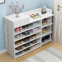 Clothing Storage Multi-layer Shoe Rack Cabinet With Doors Home Space Saving MDF Wooden Shelf Organizer