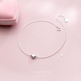 Anklets Colusiwei Simple Design 925 Sterling Silver Cute Heart Ankle For Women Child Girl Fashion Link Leg Chain Fine Jewelry Gift