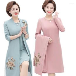 Casual Dresses Mom Spring Dress Forty Or Fifty-Year-Old Age Reduction Two-Piece Jacket 2022 Middle-Aged Female Autumn Western Style
