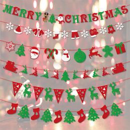 Christmas Decorations 15cm Merry Banner Garland Cloth Hanging Flags Home Santa Claus Snowman Deer Xmas Tree Bunting Party