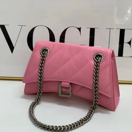 5A Fashion Designer Crush Bag Willow Nail Magnet Closed Embossed Quilted Cowhide Chain Bags Hourglass Oblique Straddle Shoulder Bag Pink Black Silver White