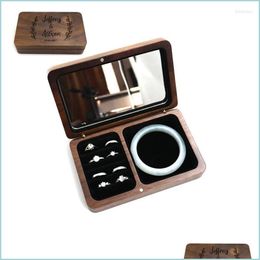 Jewellery Pouches Bags Jewellery Pouches Bags Retro Black Walnut Box Organiser Personalised Name Date Handmade Storage Earring Holder Gi Dhudz