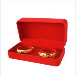 Jewelry Pouches Bags Jewelry Pouches 20Pcs/Lot Red Veet Double Bracelet Box Bangle Anklet Storage Case Wedding Boxes Wholesale Drop Dhazb