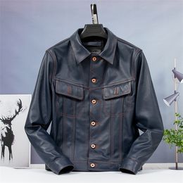 Men's Leather Faux fashion wholesales quality cowhide jacketMen plus size rider slim genine leather coatsales cloth 221012