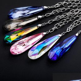 Pendant Necklaces Jewelry Women Necklace Luxury Designer Choker Iced Out Waterdrop Pendant Diamond Charms Colorf Birthday Gift For G Dhpbs