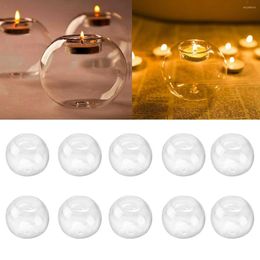 Candle Holders 10Pcs 8cm Clear Glass Tea Light Holder Ball Shape Candlestick Wedding Party Bar KTV Home Church Decoration Bauble