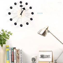 Wall Clocks Wooden Creative Candy Clock Home Decoration Modern 3D Art Coloured Ball Quartz Watch Fashion Simple Decorative 32x32cm