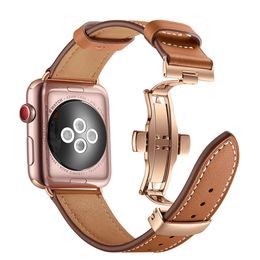 Cow Leather Straps For Apple watch Ultra 49mm 8 band 41mm 45mm 44mm 40mm Italy Genuine butterfly bracelet Leathers strap iWatch 42mm 38mm series 7 6 5 SE 4 3