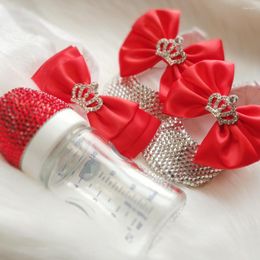 First Walkers Dollbling Baby Red Shoes Headband Born Bottle Gift Set Rhinestons Stunning Wedding Occasion Sparkly Ballerina