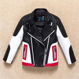 Jackets Boys Coat Kids Leather Children Spring Autumn Waterproof Windproof Hit Colour Stitching Locomotive 221012