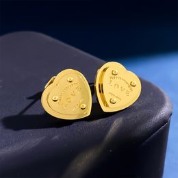 New Heart love Earrings Hypoallergenic rose gold silver stud Stainless Steel earrings for Womens gift