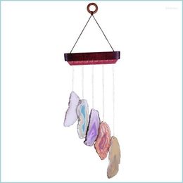 Jewellery Pouches Bags Jewellery Pouches Bags Retro Stained Agate Slices Wind Chimes Wooden Wall Hanging Ornaments Home Decoration Livin Dhsfm