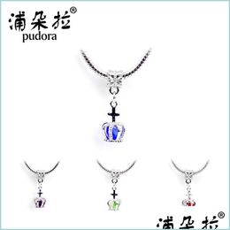 Pendant Necklaces Crown Pendant Necklace Fits Pandora 45Cmand8Cm Chain Women Female Birthday Chirstmas Gift N001 7 U2 Drop Delivery Dh1Eg