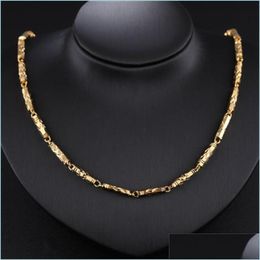 Chains Luxury 18K 51Cm Gold Chain For Men Pendant Link Steel Bamboo Necklace Gift Cool Man Jewellery Copper Christmas Gifts 1016 B3 Dr Dh7Iy