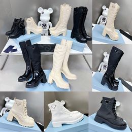 Tasarımcı Kadın Botları Monolith parlak Savaş Ayakkabıları naylon Hailf Açık Kalın Alt Orta uzunlukta uzun Çizme 35-40