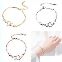 Charm Bracelets Heart Shaped Bracelet Microinlay Hollowing Out Zircon Shining Noble Charm Bracelets Jewellery Women Gifts Elegant Exqu Dhiha