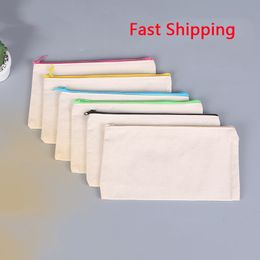 Sublimation Favor Cosmetic Bags Blank Zip Pouch Bag Canvas Makeup Packing Storage Handbag Pencil Case For Party Gift