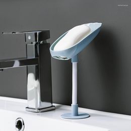 Soap Dishes Punch-free Drain Shower Holder Wall-mounted Dish Leaf Bendable Storage Tray Bathroom Supplies Container