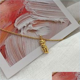 Pendant Necklaces Amaiyllis 18K Gold Human Body Clavicle Necklace Pendant Personality Fashion Collar Statement Female Bijoux Jewelry Dhv1Y