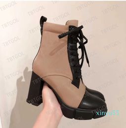 Leather boots Combat Boots High Heel Winter Boot 7.5cm 9.5cm With Box NO256