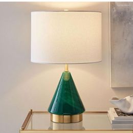 Table Lamps LukLoy American Green Triangle Glass LED Lamp Bedroom Bedside Modern Minimalist Light For Living Room