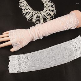 Knee Pads Summer Sunscreen Long Arm Sleeve Fingerless Lace Gloves Women Driving Elastic Cover Lady Fake For Outdoor