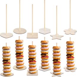 Party Supplies Wood Donut Stands Bagels Display Holder for Baby Shower Wedding Birthday Table Decorations XBJK2210
