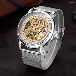 Wristwatches Men Watches Fashion Skeleton Automatic Mechanical Watch Mg.orkina Self Wind Transparent Wrist Silver Montre Homme