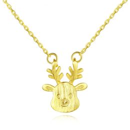New Cute Deer s925 Silver Pendant Necklace Jewelry Fashion Women Cartoon Small Animal Collar Chain Necklace Christmas Gift