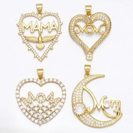 Pendant Necklaces OCESRIO Heart Mothers Day For Necklace Making Gold Plated Copper Zircon Moon Supplies Jewellery Wholesale Pdta626