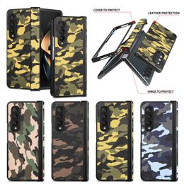 Z Fold4 Camouflage Leather Wallet Cases For Samsung Z Fold 4 3 Fold4 Galaxy Fold3 ZFold3 Army Military Camo Holder Flip Cover Business Flip Folding Shockproof Pouches