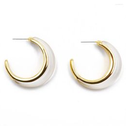 Hoop Earrings 2022 Cute Gold Moon Shape Women Stylish Transparent Resin Half Round Acrylic Jewelry Gift E19014