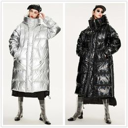 Winter Womens Designer White duck Down Jacket Outerwear Quality Loose Clothing Fashion Style Long Coat