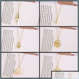 Pendant Necklaces Shell Starfish Men Women Necklace Jewellery Retro Stainless Steel Chain Fashion Collarbone Pendant Necklaces Beach H Dhzpr
