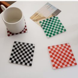 Table Mats Nordic Coffee Shop Simple Square Chessboard Grid Acrylic Mosaic Soft Decoration Shooting Props Home Modern