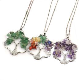 Natural Stone Crystal Pendant Necklace Gravel Snow Life Tree Necklaces Fashion Accessories