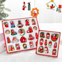 Christmas Decorations DIY Handmade Wooden Ornaments Pendant Tree Puppets Figures Ornament Hanging Pendants Gifts Xmas Party Decor