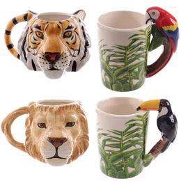 Mugs 3D Ceramic Mug FROG Parrot Lion Lizard Tiger Woodpecker Panda Milk Tea Cup Coffee Water Gift Creative Design