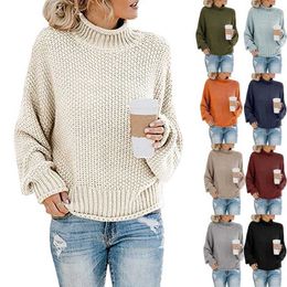Women's Knits Tees Women's Sweaters Long Sleeve Turtleneck Jumper Casual Knitted Sweater Oversize Female 2022 Autumn Winter Warm Pulovers for Women T221012